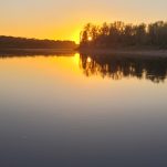 Sonnenuntergang am Fluss Belaya, bei Ufa, Republik Baschkortostan